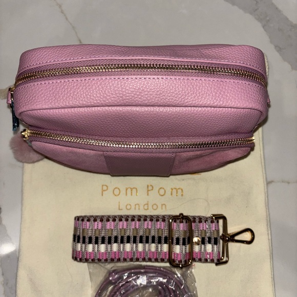 Pom Pom Pompom London pink suede Original Plus Crossbody Bag purse BCA 2025 NEW - Picture 5 of 7